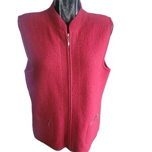 Lindor Red Sleeveless Wool Zip Up Sweater Vest M